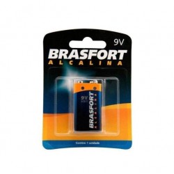 PILHA BRASFORT ALCALINA BATERIA 9V C/1 CART 1