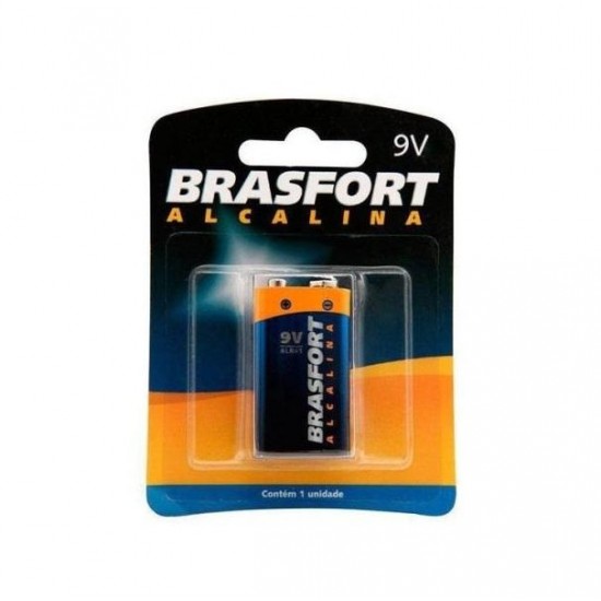 PILHA BRASFORT ALCALINA BATERIA 9V C/1 CART 1