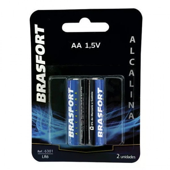 PILHA BRASFORT ALCALINA PEQUENA AA C/2 CART 1