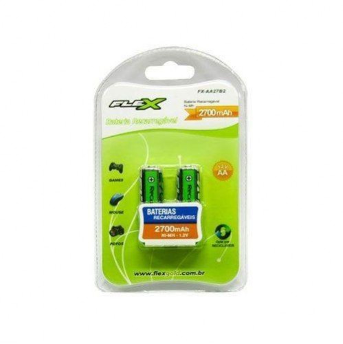 PILHA RECARREGAVEL FLEX AA C/2 2700MAH CART 1