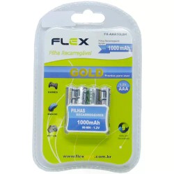 PILHA RECARREGAVEL FLEX AAA C/4 1000MAH CART 1