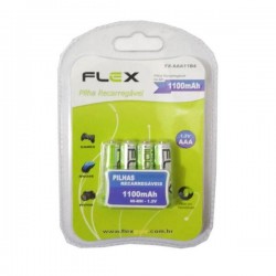 PILHA RECARREGAVEL FLEX AAA C/4 1100MAH CART 1