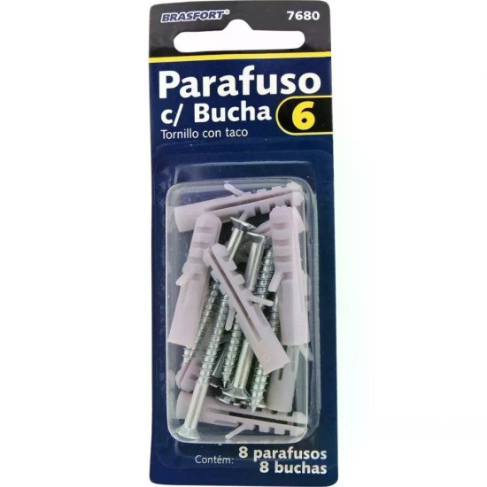 BRASFORT PARAFUSO C/BUCHA  6 C/8  CART 1