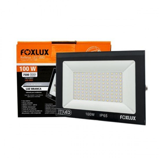 REFLETOR LED FOXLUX 100W 6500K BIV PTO IP65 PC 1