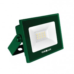 REFLETOR LED OUROLUX   10W VERDE BIV IP65 PC 1