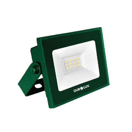 REFLETOR LED OUROLUX   10W VERDE BIV IP65 PC 1