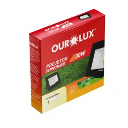 REFLETOR LED OUROLUX   30W 3000K BIV PTO IP65 PC 1