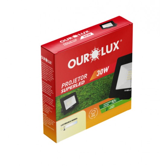 REFLETOR LED OUROLUX   30W 3000K BIV PTO IP65 PC 1