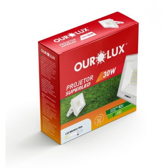 REFLETOR LED OUROLUX   30W 6500K BIV BCO IP65 PC 1