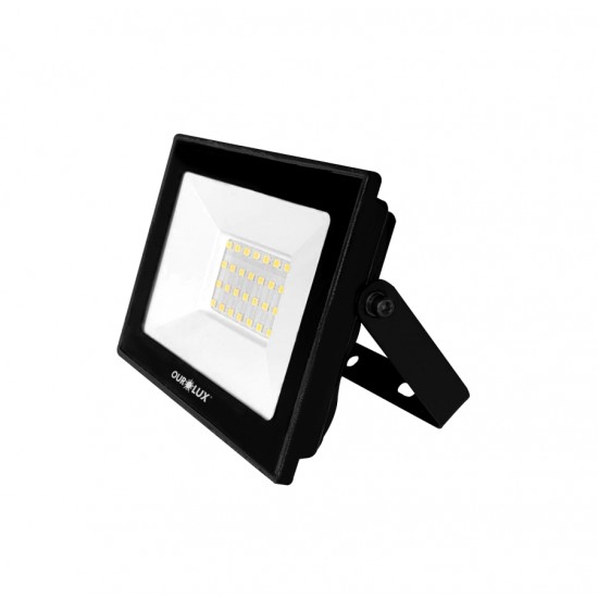 REFLETOR LED OUROLUX   30W 6500K BIV PTO IP65 PC 1