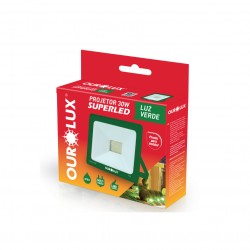 REFLETOR LED OUROLUX   30W VERDE BIV IP65 PC 1