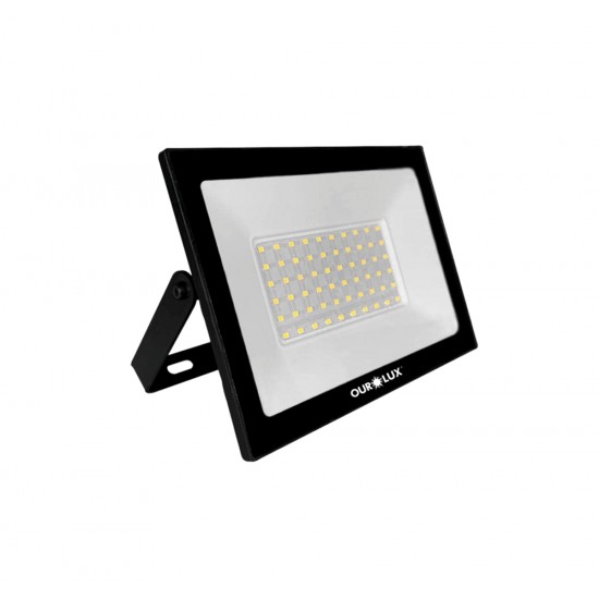 REFLETOR LED OUROLUX   50W 3000K BIV PTO IP65 PC 1
