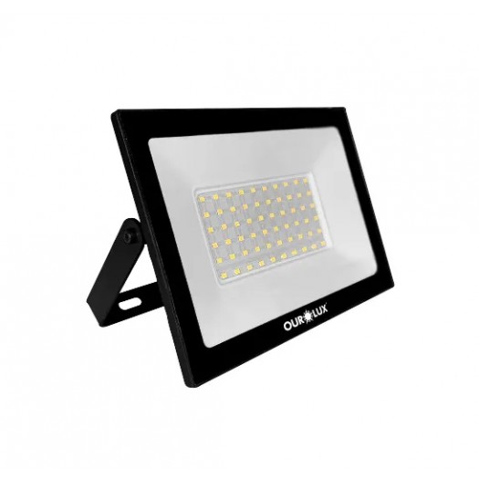 REFLETOR LED OUROLUX  100W 6500K BIV PTO IP65 PC 1