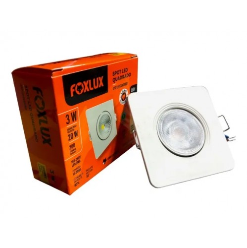 SPOT EMB.SUPER LED FOXLUX QUADRADO 3W 3000K  PC 1