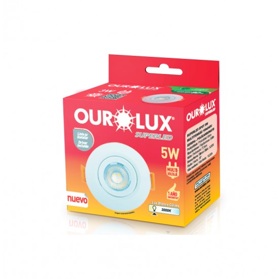 SPOT EMBUTIR RED SUPERLED OUROLUX BC 5W 3000K PC 1