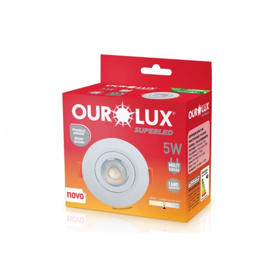SPOT EMBUTIR RED SUPERLED OUROLUX BC 5W 4000K PC 1
