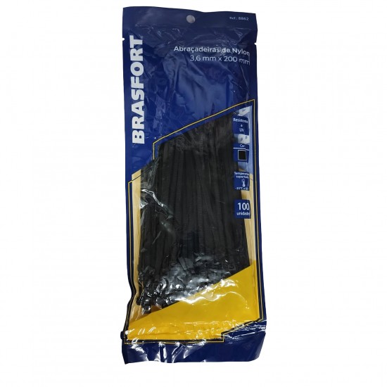 ABRACADEIRA NYLON BRASFORT 3,6 X 200 MM PT C/100 PCTE 1