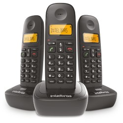 TELEFONE INTELBRAS S/FIO ID TS2513 PT+2RAMAIS PC 1