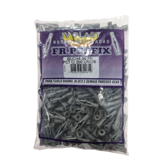 BUCHA FIXACAO IV PLAST 06 P/TIJOLO BAIANO C/200 PCTE 1