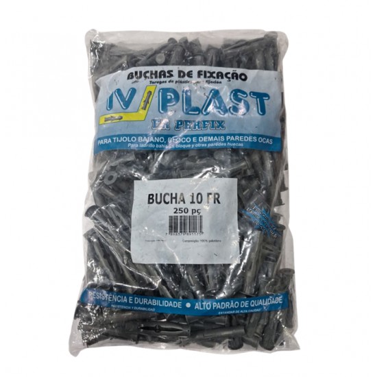 BUCHA FIXACAO IV PLAST 10 P/TIJOLO BAIANO C/250 PCTE 1