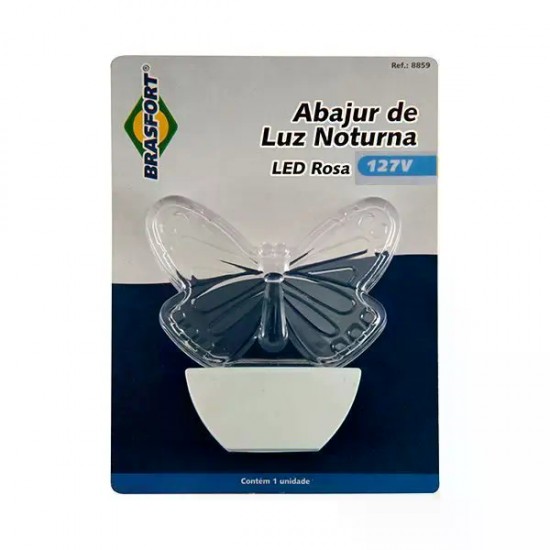 ABAJUR LUZ NOTURNA LED BRASFORT BORBOLETA 127V PC 1