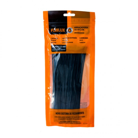 ABRACADEIRA NYLON FOXLUX  2,5 X 200 MM PT C/100 PCTE 1