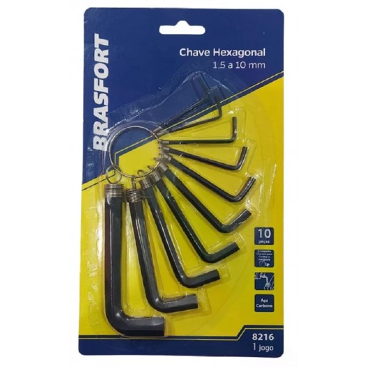 CHAVE ALLEN BRASFORT JOGO 1,5 A 10 MM 8216 PC 1
