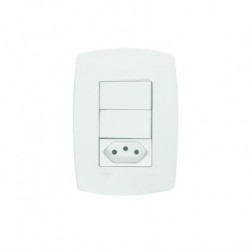 CJ.PEROLA BRANCA C/PL 2 INT SIMPLES 1 TOMADA 10A PC 1