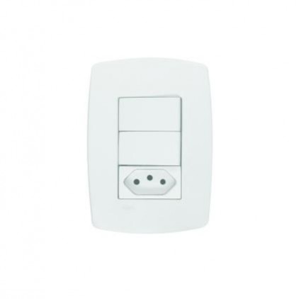 CJ.PEROLA BRANCA C/PL 2 INT SIMPLES 1 TOMADA 10A PC 1