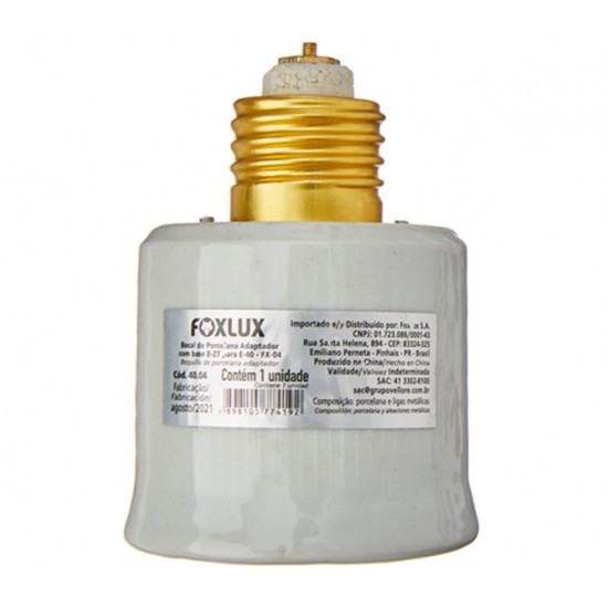 ADAPTADOR P/LAMPADA FOXLUX E27 P/E40 FX04 CF 1