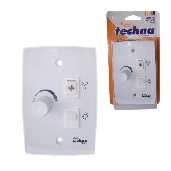 CONTROLE VENTILADOR TECHNA ROTATIVO BIV BCO VT001 PC 1