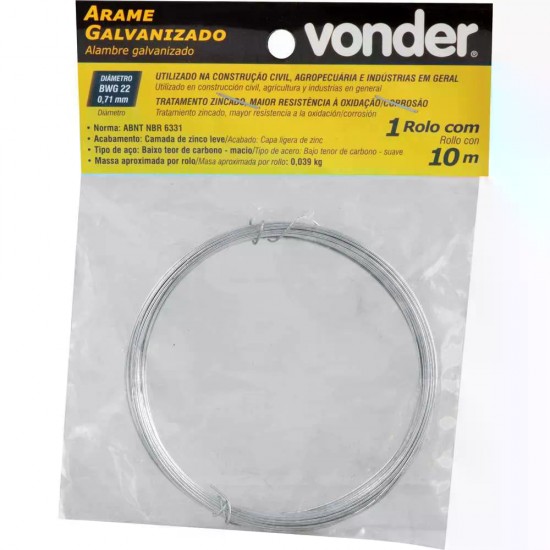 ARAME GALVANIZADO C/10 MTS SAQUINHO BWG 22 CART 1