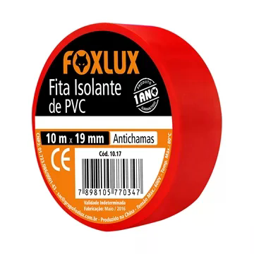 FITA ISOLANTE FOXLUX 10M VERMELHO PC 1