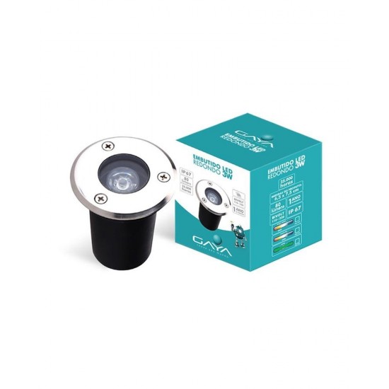 BALIZADOR LED PISO GAYA EMBUTIR REDONDO  3W 3000K PC 1