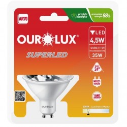 LAMP.AR  70 LED OUROLUX  4,5W GU10 2700K BIV 24G PC 1