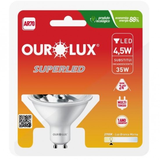 LAMP.AR  70 LED OUROLUX  4,5W GU10 2700K BIV 24G PC 1