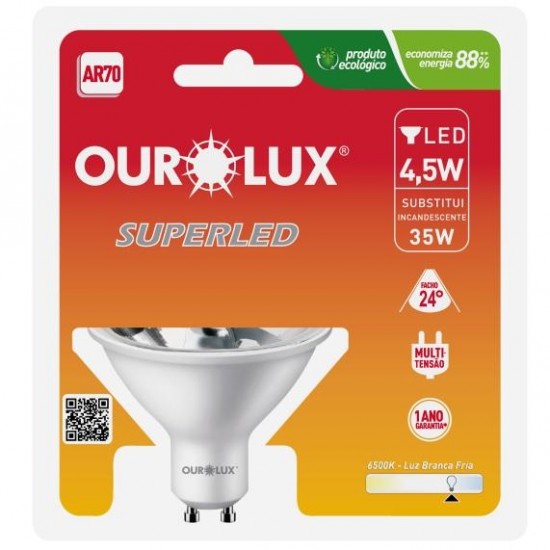 LAMP.AR  70 LED OUROLUX  4,5W GU10 6500K BIV 24G PC 1