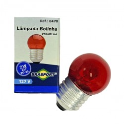 LAMP.BOLINHA BRASFORT  7X127V VERMELHA PC 1