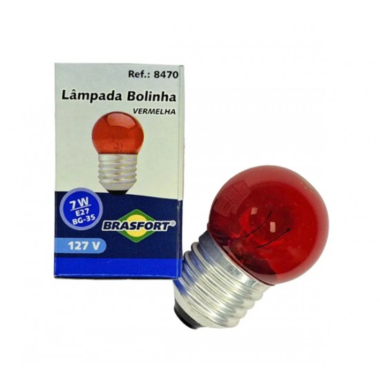 LAMP.BOLINHA BRASFORT  7X127V VERMELHA PC 1