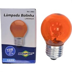 LAMP.BOLINHA BRASFORT 15X127V LARANJA PC 1