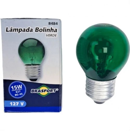 LAMP.BOLINHA BRASFORT 15X127V VERDE PC 1
