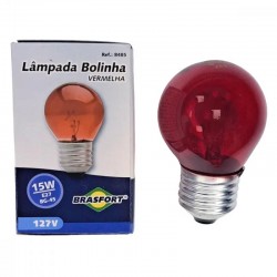 LAMP.BOLINHA BRASFORT 15X127V VERMELHA PC 1