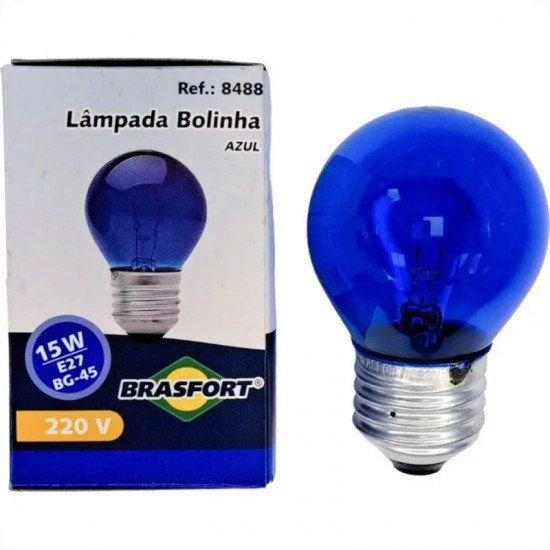 LAMP.BOLINHA BRASFORT 15X220V AZUL PC 1