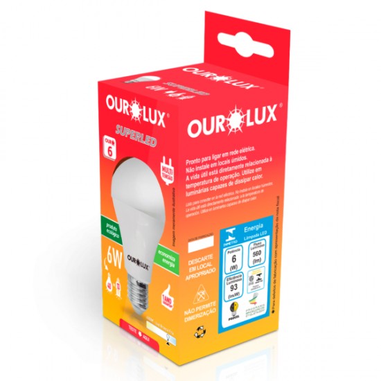 LAMP.BULBO LED OUROLUX   6,0W BIV 6500K CX 20021 PC 1