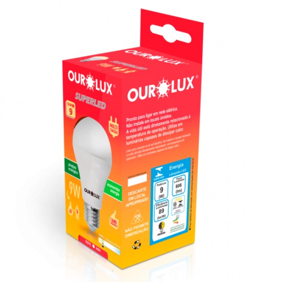 LAMP.BULBO LED OUROLUX   9,0W BIV 3000K CX 20036 PC 1