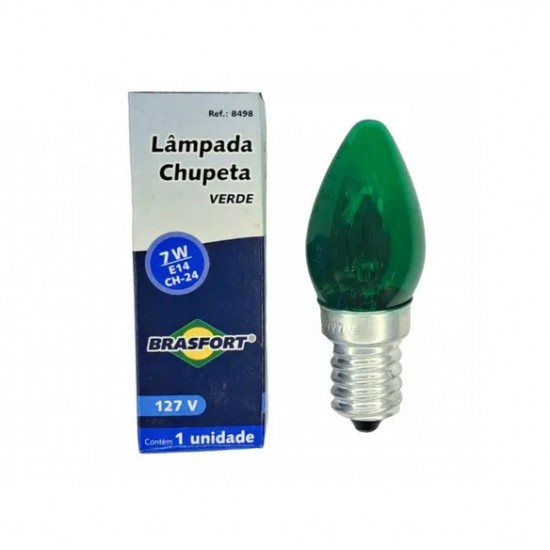LAMP.CHUPETA BRASFORT 7 X 127V VERDE PC 1