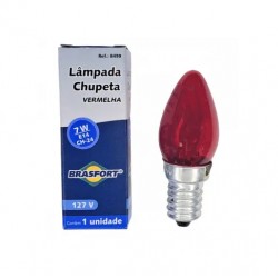 LAMP.CHUPETA BRASFORT 7 X 127V VERMELHA PC 1