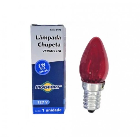 LAMP.CHUPETA BRASFORT 7 X 127V VERMELHA PC 1