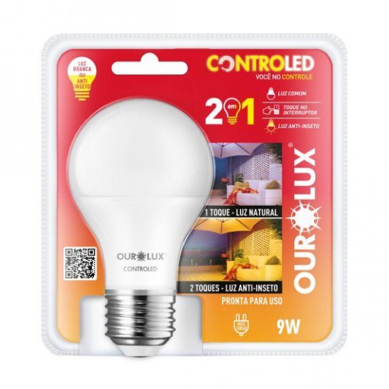 LAMP.CONTROLED OUROLUX 9,0W 2 EM 1 6500K ANTINSETO PC 1