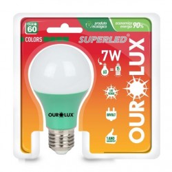 LAMP.LED COLOR S60 OUROLUX 7W VD  PC 1